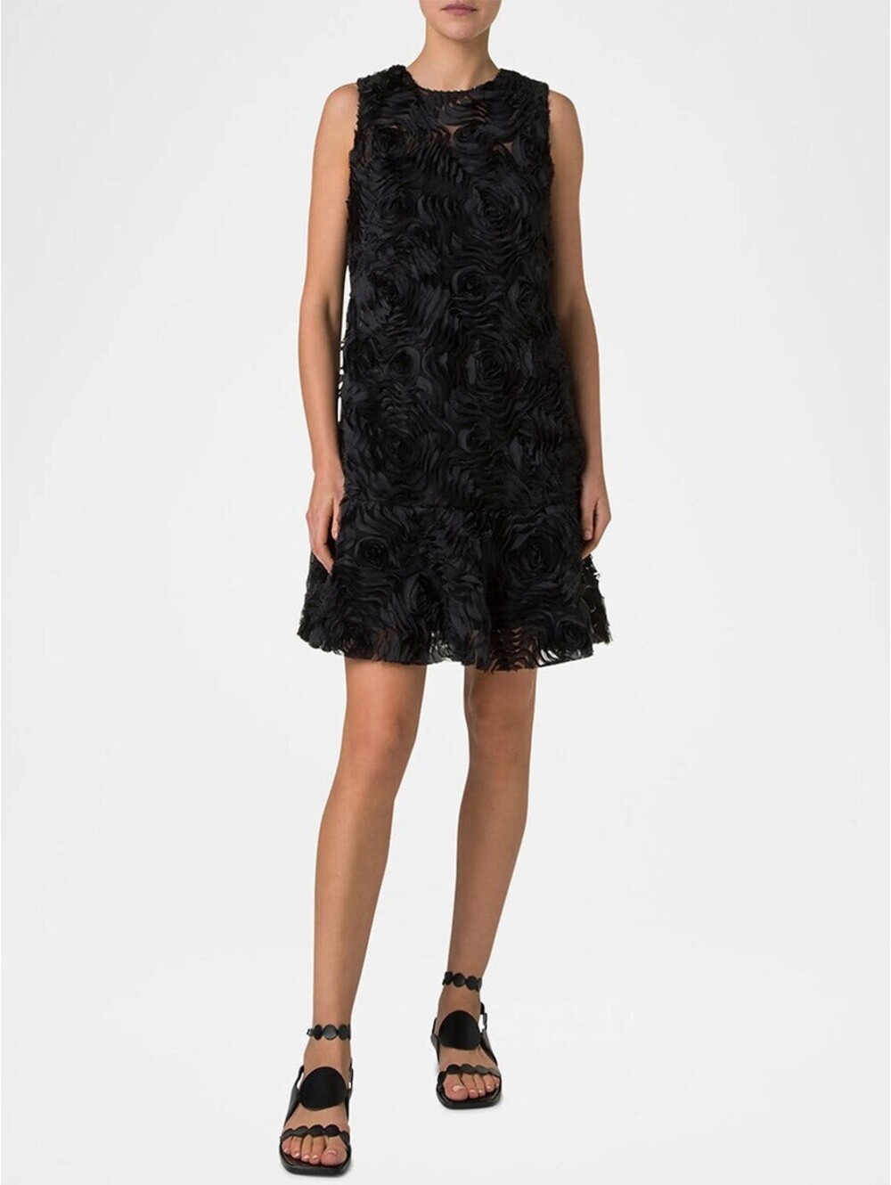Akris Punto 3D Carnation Sleeveless Knee Length Dress Black US 2